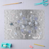 Papier Mousseline Papier de Noël Papier Bleu Arbre Argent Doses (Artisanat)