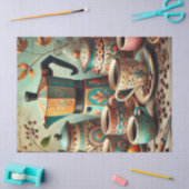 Papier Mousseline Papier de papier de fond à café et tasses rétro (Artisanat)