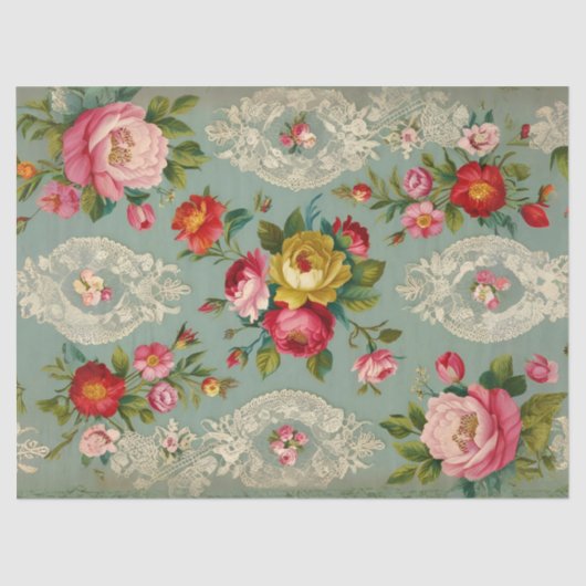 Papier Mousseline Papier de papier de fond de découpage floral vinta (Recto)