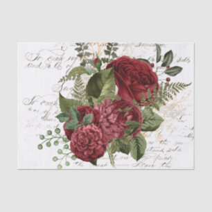Papier Mousseline Papier de papier de fond vintage rouge floral