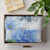 Papier Mousseline Papier de papier de tissu de coquillage bleu-flora (Cadeau)