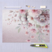 Papier Mousseline Papier de papier de tissus fleuri blanc rose moder (Artisanat)