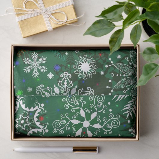Papier Mousseline Papier de papier motif de flocon de neige vert de (Cadeau)