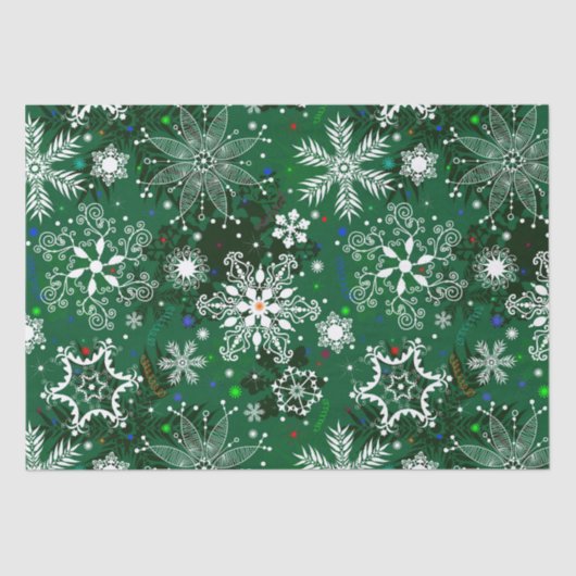 Papier Mousseline Papier de papier motif de flocon de neige vert de (Recto)