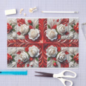 Papier Mousseline Papier de papier tissu avec design Rose anglais (Artisanat)