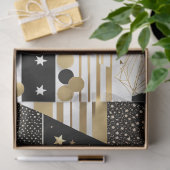 Papier Mousseline Papier de tissu abstrait en or et en triangles noi (Cadeau)