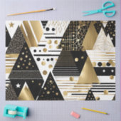 Papier Mousseline Papier de tissu abstrait en or et en triangles noi (Artisanat)
