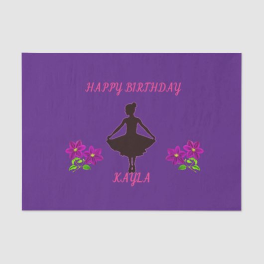 Papier Mousseline Papier de tissu Ballerina avec nom personnalisé. (Recto)