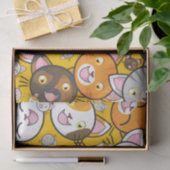 Papier Mousseline papier de tissu de chats heureux (Cadeau)