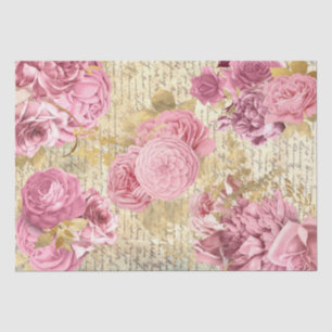 Papier Mousseline papier de tissu de fleurs vintages rose