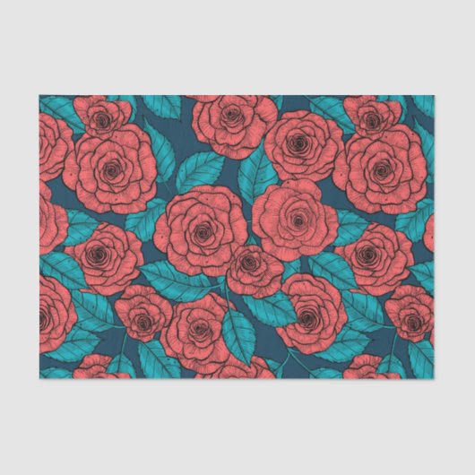 Papier Mousseline Papier de tissu de roses rouges (Recto)