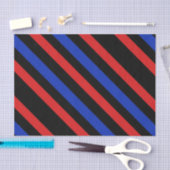 Papier Mousseline Papier de tissu Diagonal Rouge, noir et bleu (Artisanat)