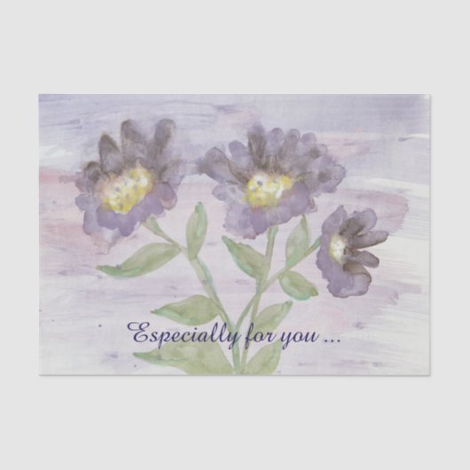 Papier Mousseline Papier de tissu Extraordinaire grandes fleurs viol (Recto)