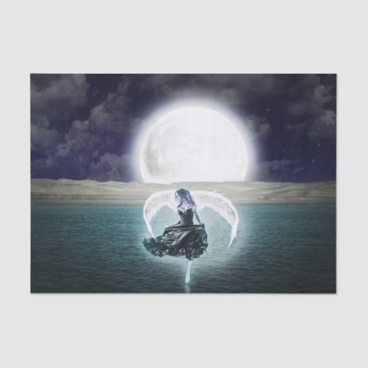 Papier Mousseline papier de tissu goth moon angel (Recto)