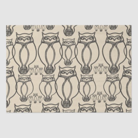 Papier Mousseline Papier de tissu motif de hibou (Recto)