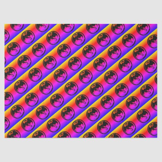 Papier Mousseline Papier de tissu noir Dragon (Recto)