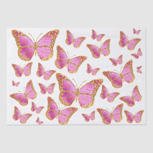 Papier Mousseline papier de tissu papillon rose (Recto)