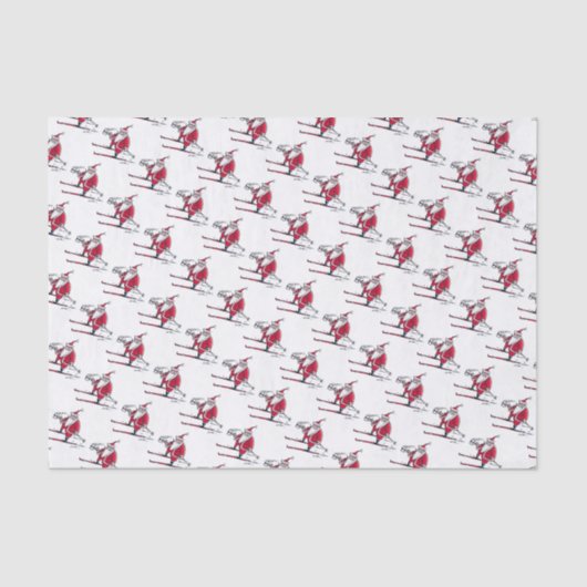 Papier Mousseline Papier de tissu père Noël Skiing (Recto)