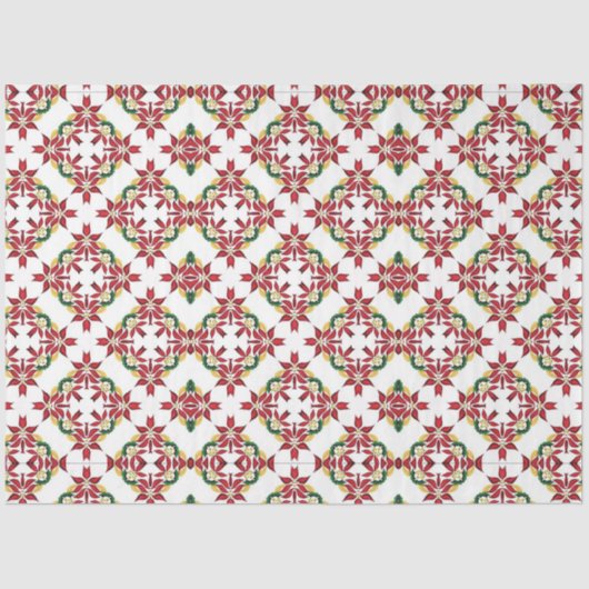 Papier Mousseline papier de tissu poinsettia de noël (Recto)