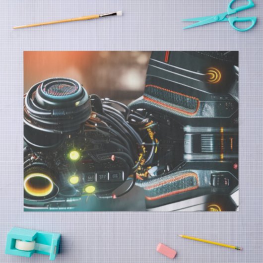 Papier Mousseline Papier de tissu Robot 3 (Artisanat)