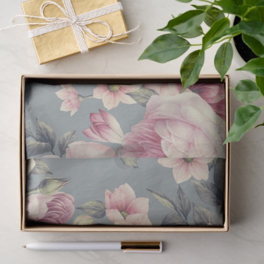 Papier Mousseline papier de tissu rose roses (Cadeau)