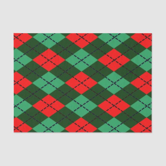 Papier Mousseline Papier de tissu rouge vert tartan (Recto)
