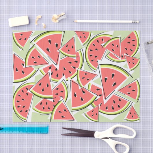 Papier Mousseline Papier de tissu vert pastèque (Artisanat)