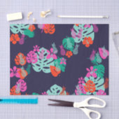 Papier Mousseline Papier de tissus à ananas bleu (Artisanat)