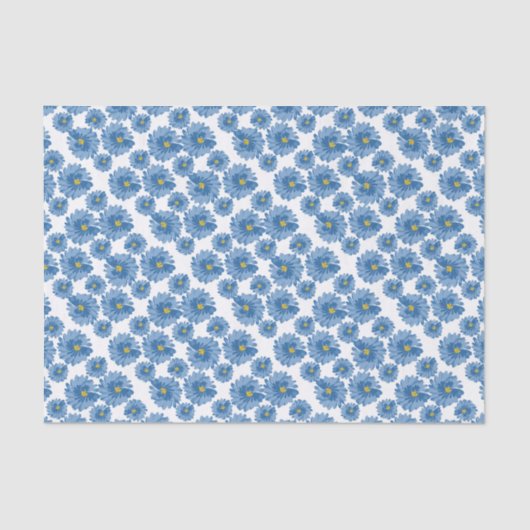 Papier Mousseline Papier de tissus à fleurs bleues (Recto)