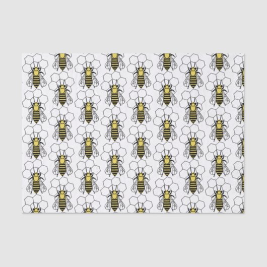 Papier Mousseline Papier de tissus - Abeilles jaunes et noires (Recto)