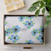 Papier Mousseline Papier de tissus bleu floral (Cadeau)