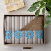 Papier Mousseline Papier de tissus Brown rayures florales (Cadeau)