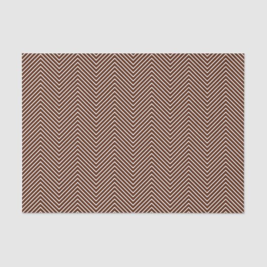 Papier Mousseline Papier de tissus Chevron Line - Blanc sur Brown (Recto)