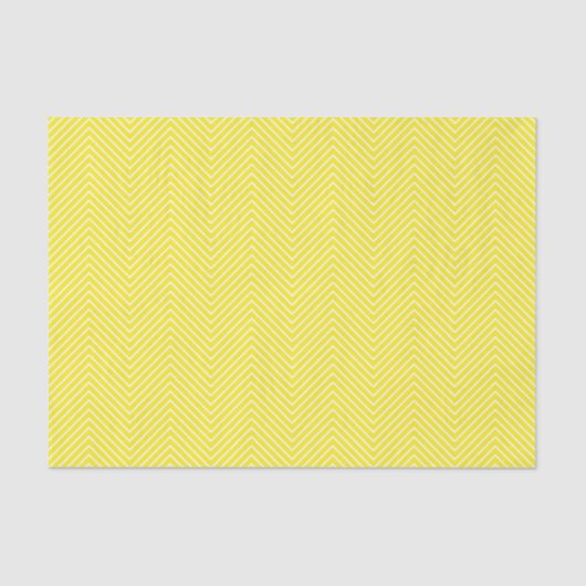 Papier Mousseline Papier de tissus Chevron Line - Blanc sur Jaune (Recto)