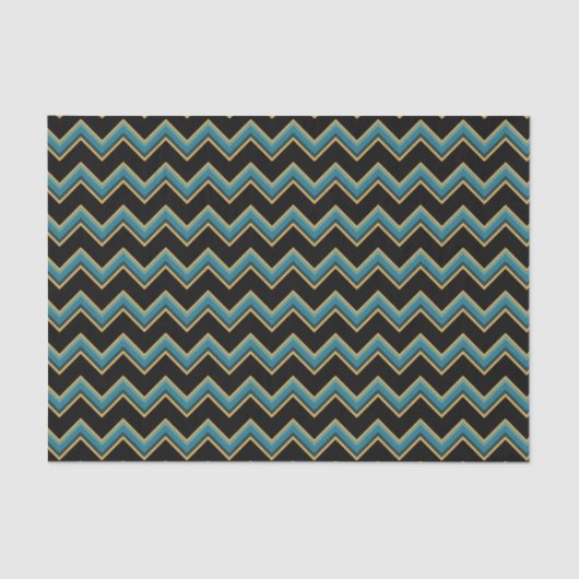 Papier Mousseline Papier de tissus Chevron turquoise et or (Recto)