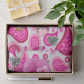 Papier Mousseline Papier de tissus Cochon rose, Coeurs d'argent, Pai (Cadeau)