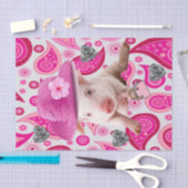Papier Mousseline Papier de tissus Cochon rose, Coeurs d'argent, Pai (Artisanat)