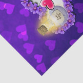 Papier Mousseline Papier de tissus coeur violet rose (Détail)