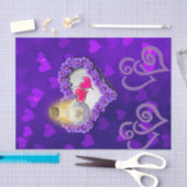 Papier Mousseline Papier de tissus coeur violet rose (Artisanat)