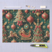 Papier Mousseline Papier de tissus de Noël baroque (Artisanat)