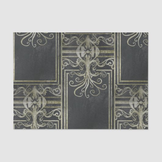 Papier Mousseline Papier de tissus d'Eldrich (noir et or) (Recto)