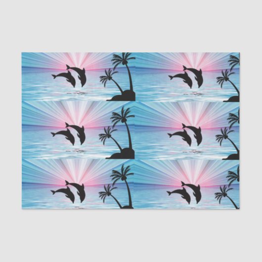 Papier Mousseline Papier de tissus Dolphin Sunset (Recto)