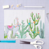 Papier Mousseline Papier de tissus enveloppant Boho Llama Cacti de B (Artisanat)