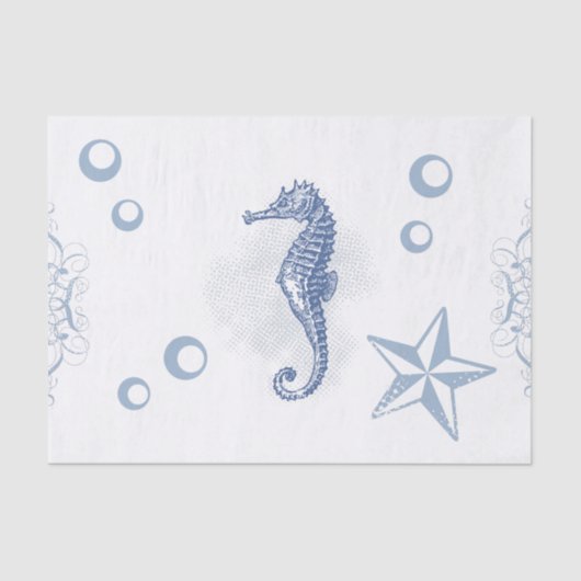 Papier Mousseline Papier de tissus Enveloppement Seahorse Ocean Beac (Recto)