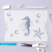 Papier Mousseline Papier de tissus Enveloppement Seahorse Ocean Beac (Artisanat)