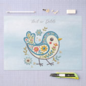 Papier Mousseline Papier de tissus fleuri d'oiseaux bleus (Artisanat)