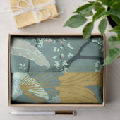 Papier Mousseline Papier de tissus fleuri Green Palm Chinoiserie (Cadeau)