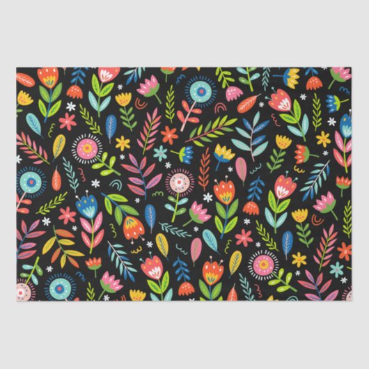 Papier Mousseline Papier de tissus floraux mexicain (Recto)