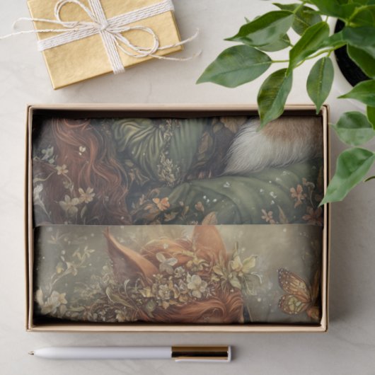 Papier Mousseline Papier de tissus foliés Fox (Cadeau)