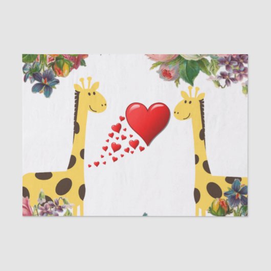 Papier Mousseline Papier de tissus Giraffe florale (Recto)